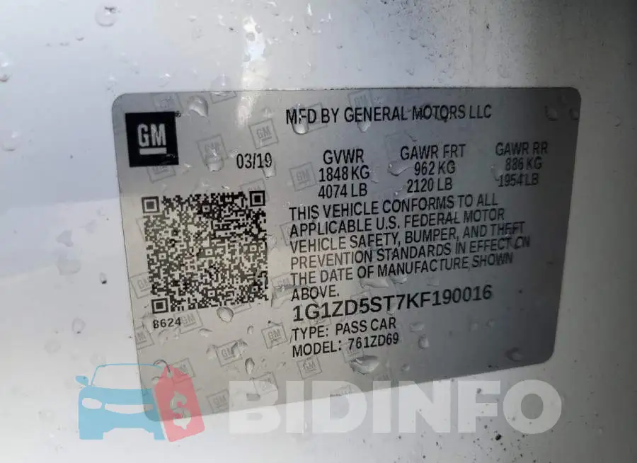 1G1ZD5ST7KF190016 Photo# 12
