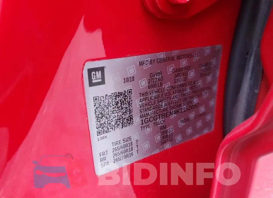 1GCGTBEN4K1152057 Photo# 12