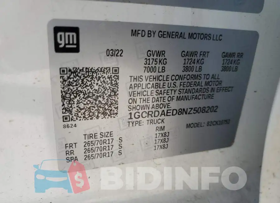 1GCRDAED8NZ508202 Photo# 13