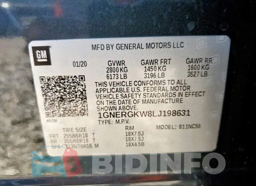 1GNERGKW8LJ198631 Photo# 13
