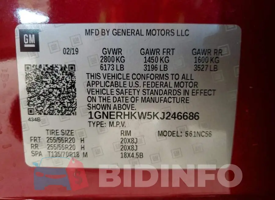 1GNERHKW5KJ246686 Photo# 14