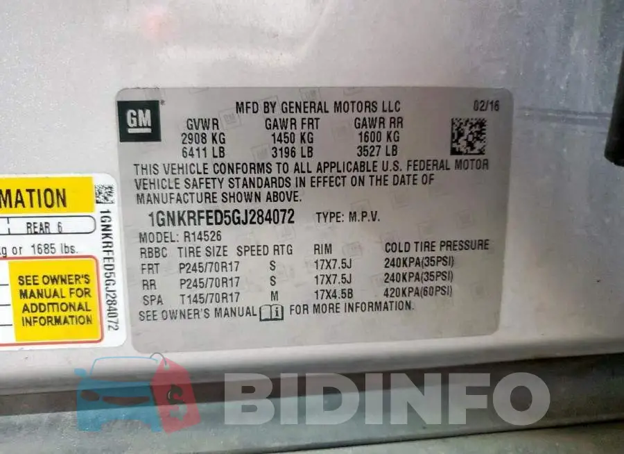 1GNKRFED5GJ284072 Photo# 12
