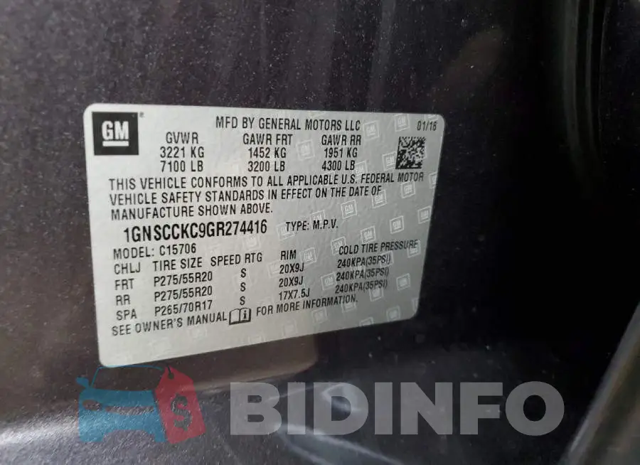 1GNSCCKC9GR274416 Photo# 12