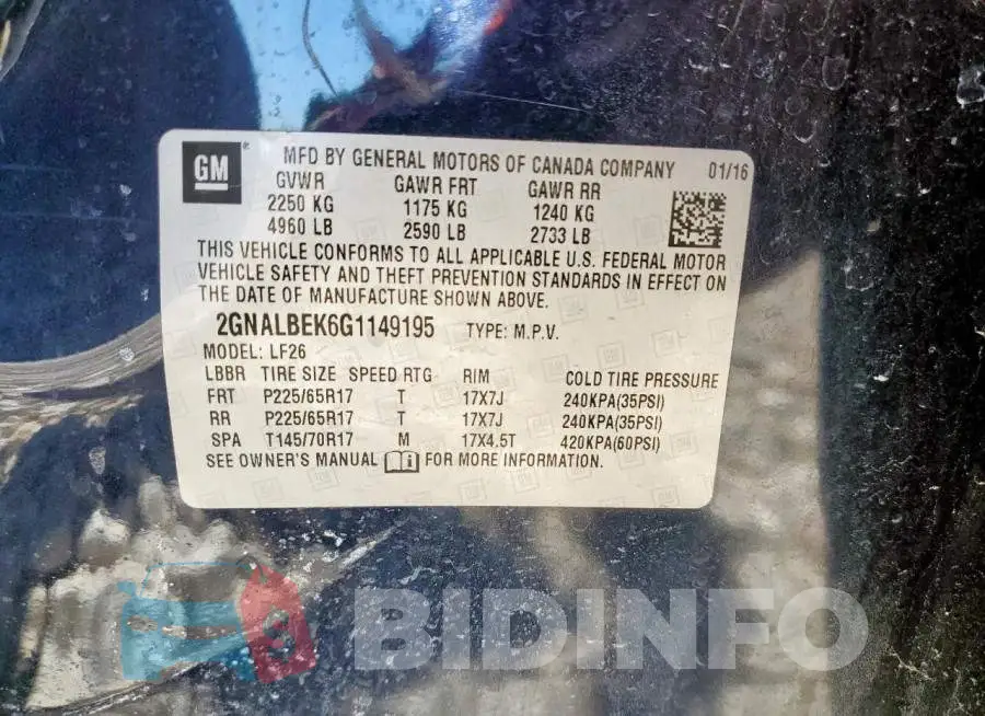 2GNALBEK6G1149195 Photo# 13