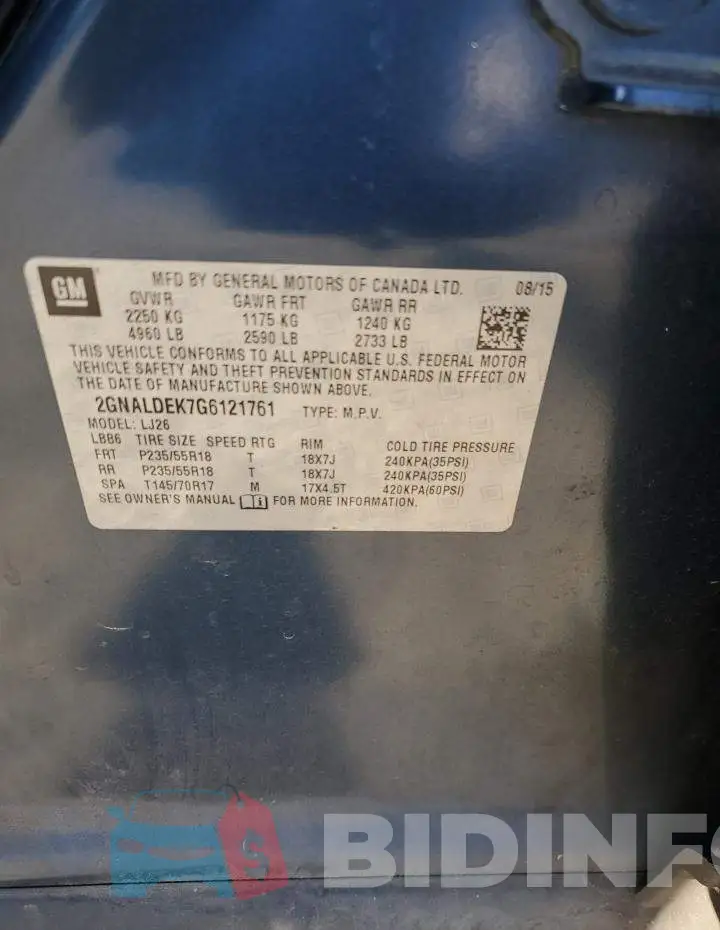 2GNALDEK7G6121761 Photo# 13