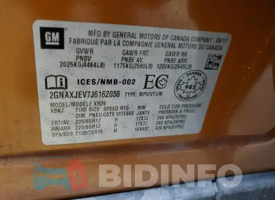 2GNAXJEV7J6162038 Photo# 13
