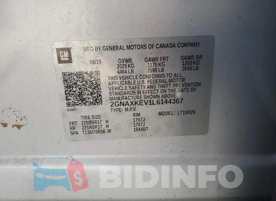 2GNAXKEV1L6144367 Photo# 14