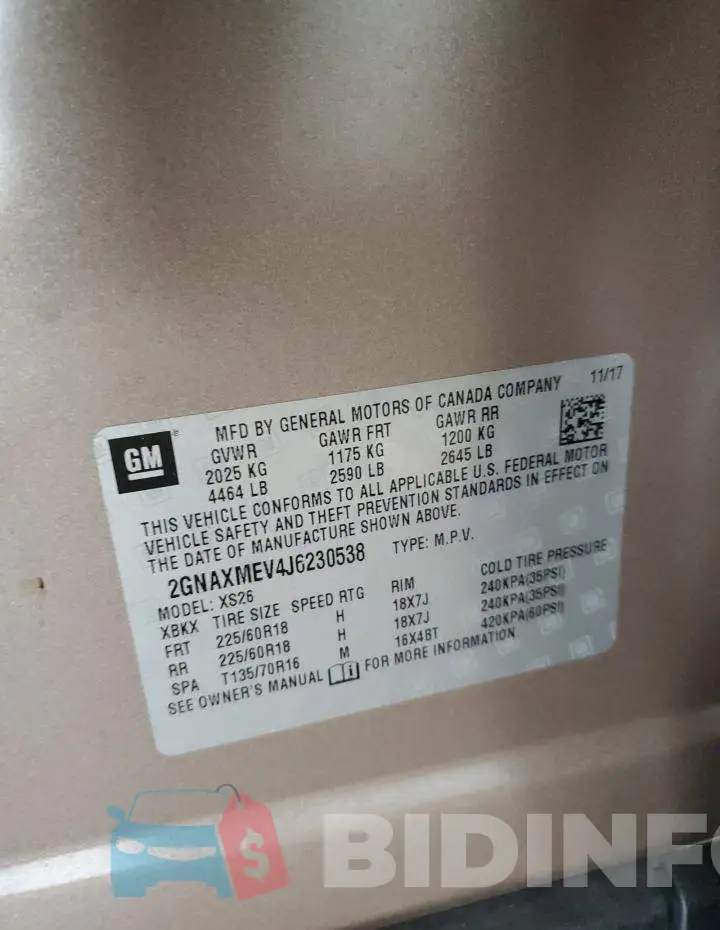 2GNAXMEV4J6230538 Photo# 14