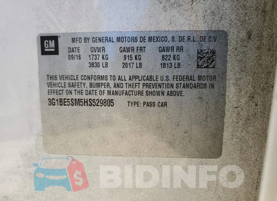3G1BE5SM5HS529805 Photo# 12