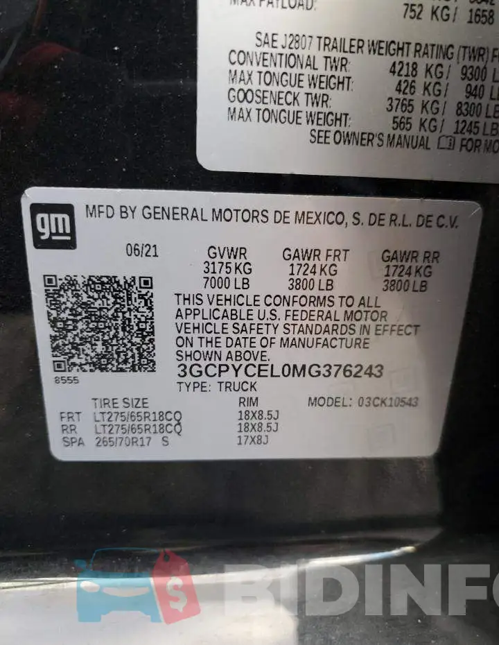 3GCPYCEL0MG376243 Photo# 12