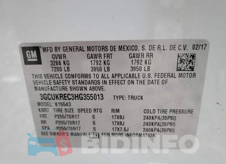 3GCUKREC3HG355013 Photo# 12