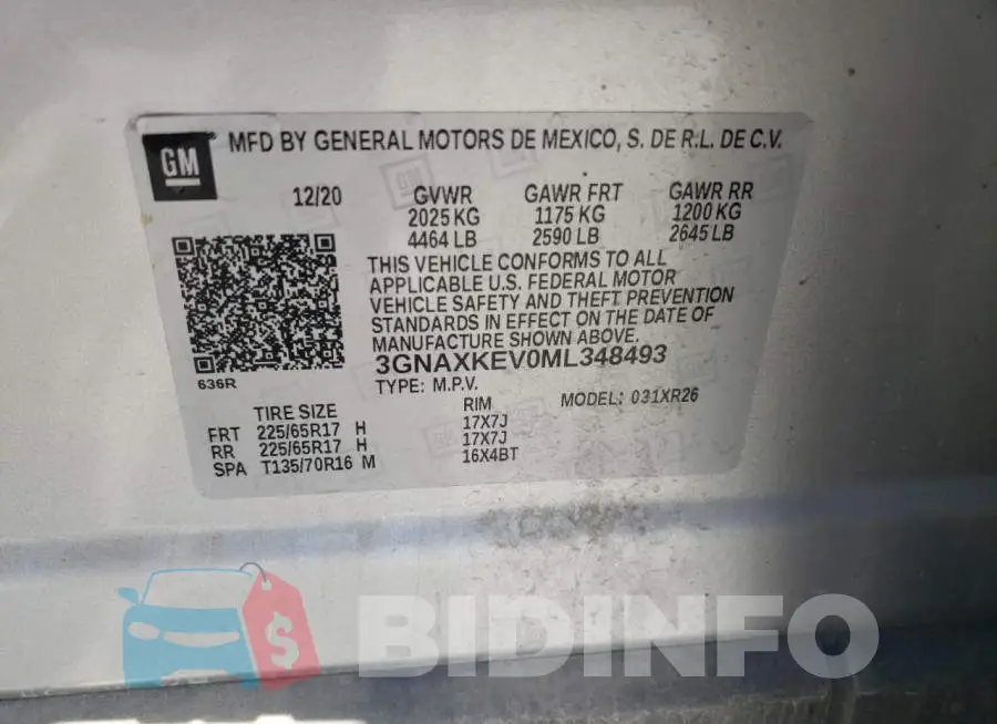 3GNAXKEV0ML348493 Photo# 13