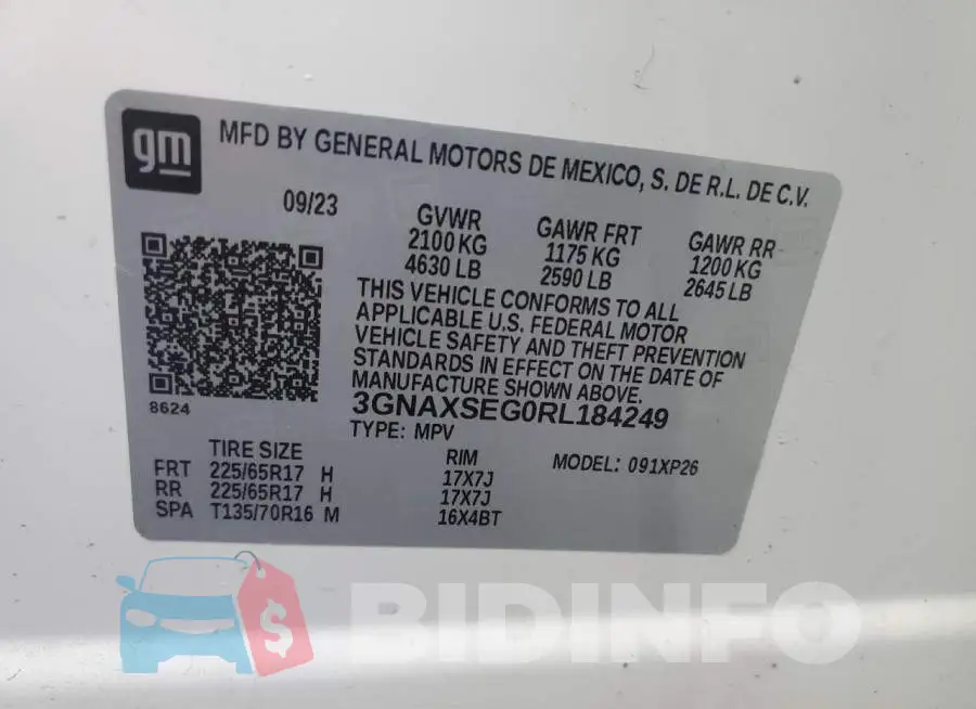 3GNAXSEG0RL184249 Photo# 13