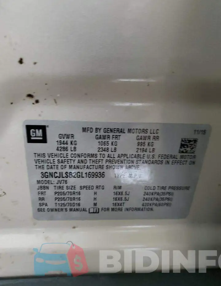 3GNCJLSB2GL169936 Photo# 14