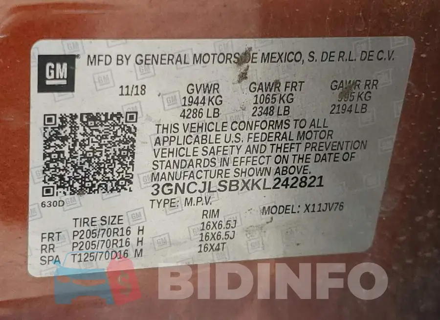3GNCJLSBXKL242821 Photo# 13