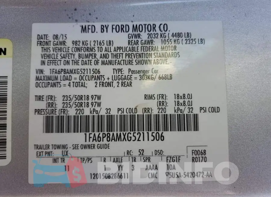 1FA6P8AMXG5211506 Photo# 12