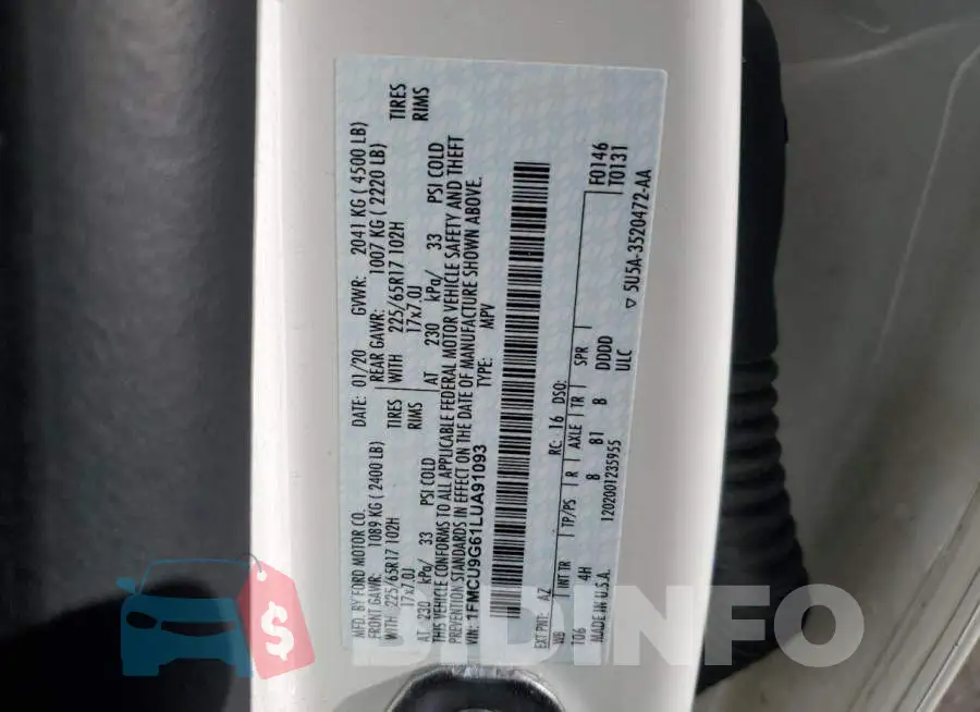 1FMCU9G61LUA91093 Photo# 13