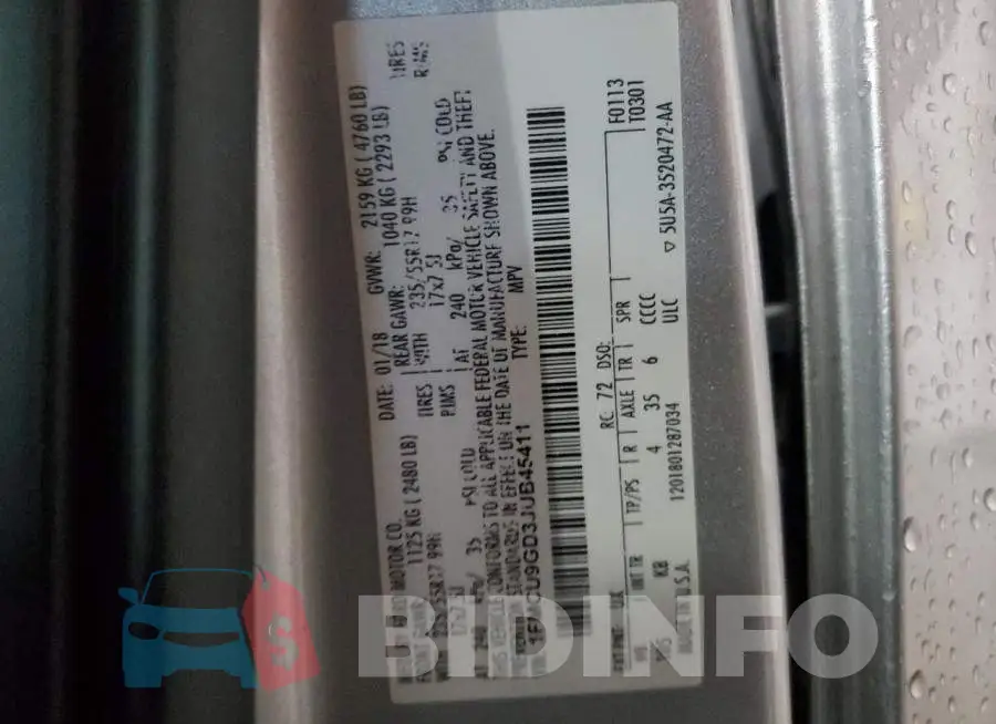 1FMCU9GD3JUB45411 Photo# 12