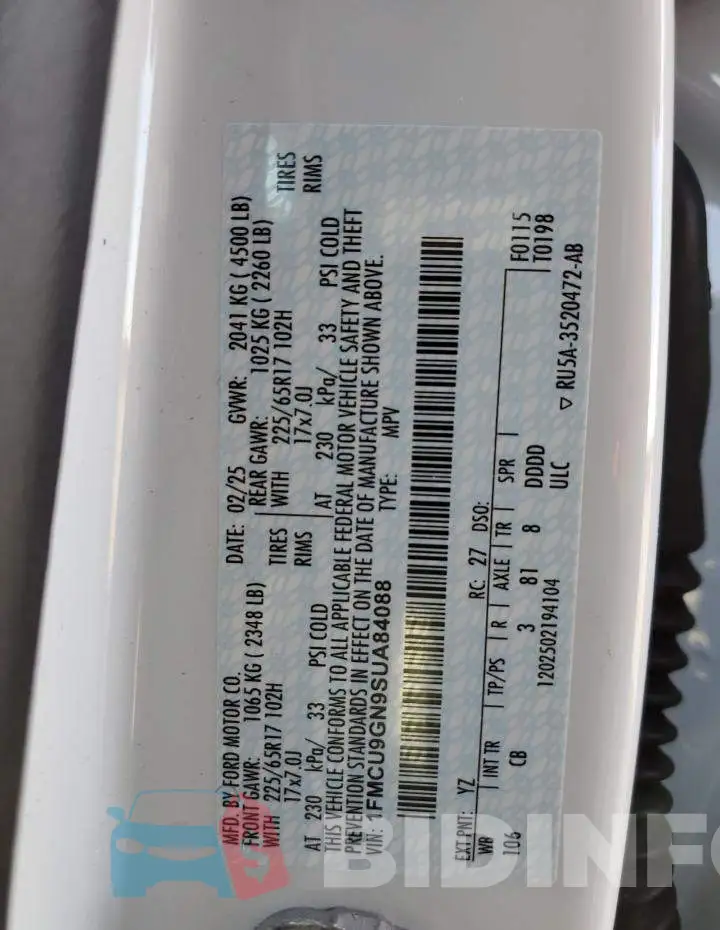 1FMCU9GN9SUA84088 Photo# 13