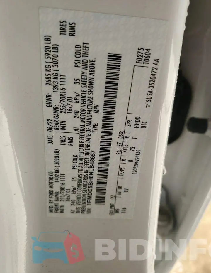 1FMDE5BH6NLB48657 Photo# 14