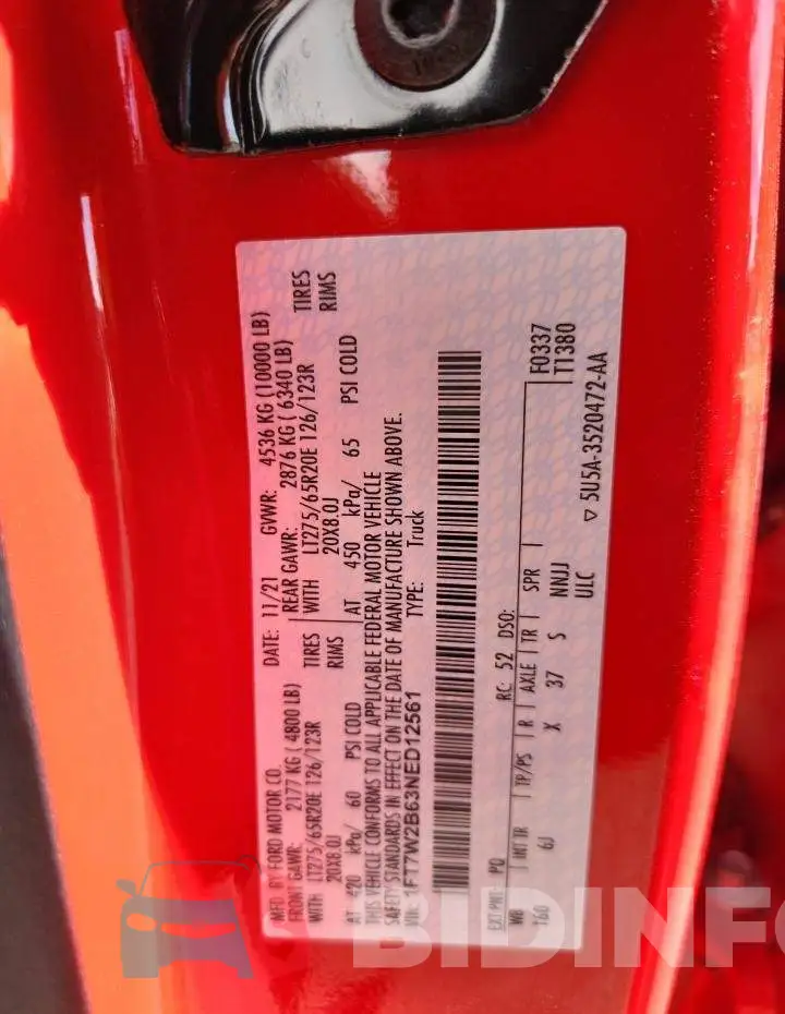 1FT7W2B63NED12561 Photo# 12