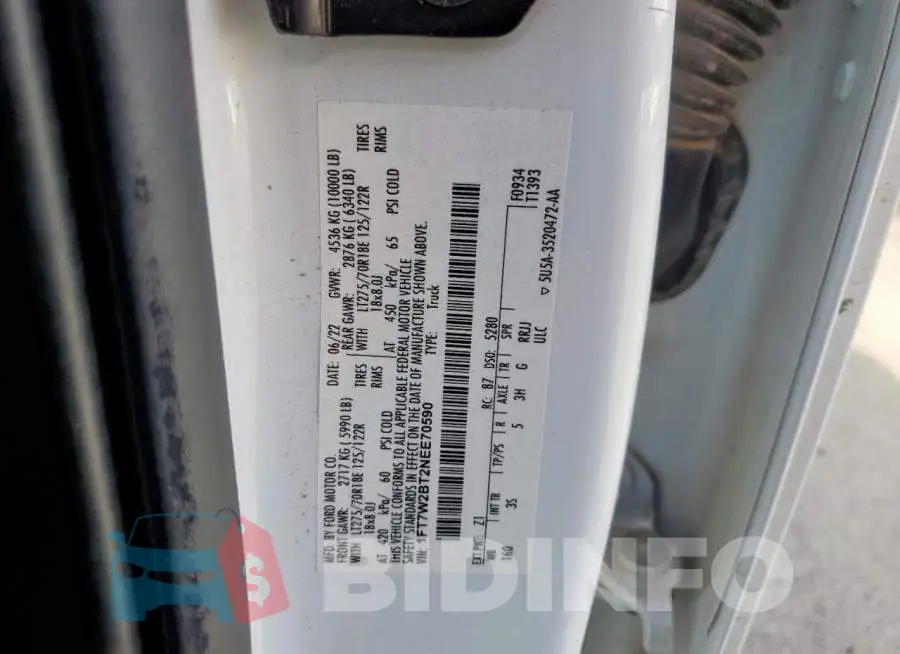 1FT7W2BT2NEE70590 Photo# 12