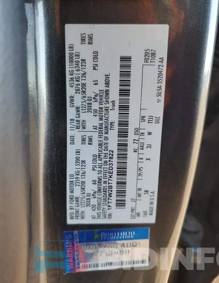 1FT7W2BT7KED37822 Photo# 12