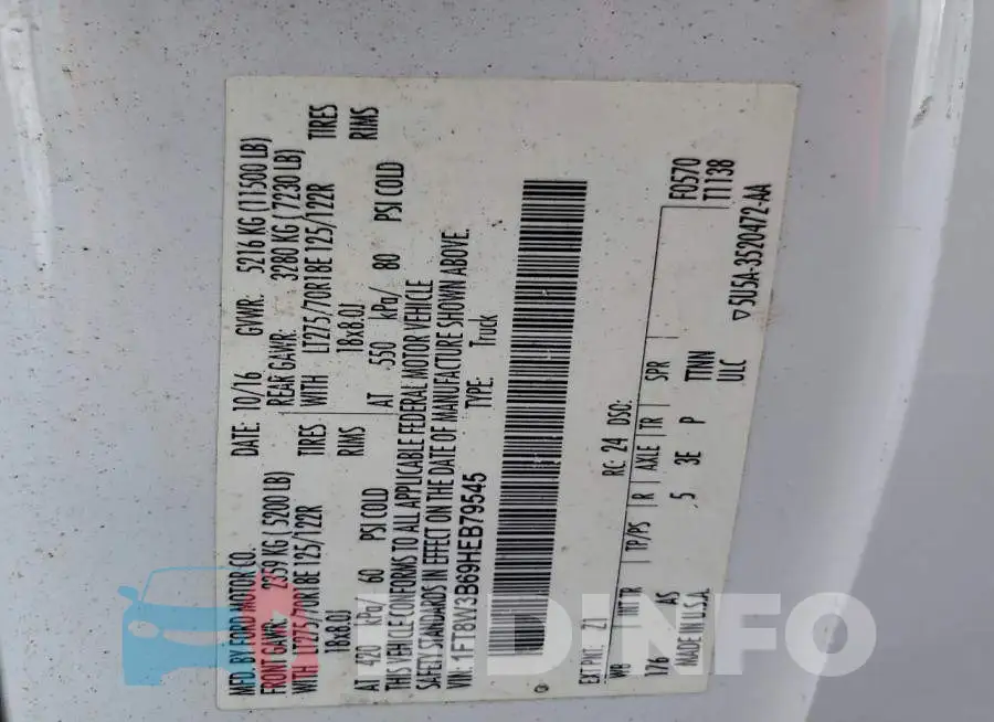1FT8W3B69HEB79545 Photo# 12