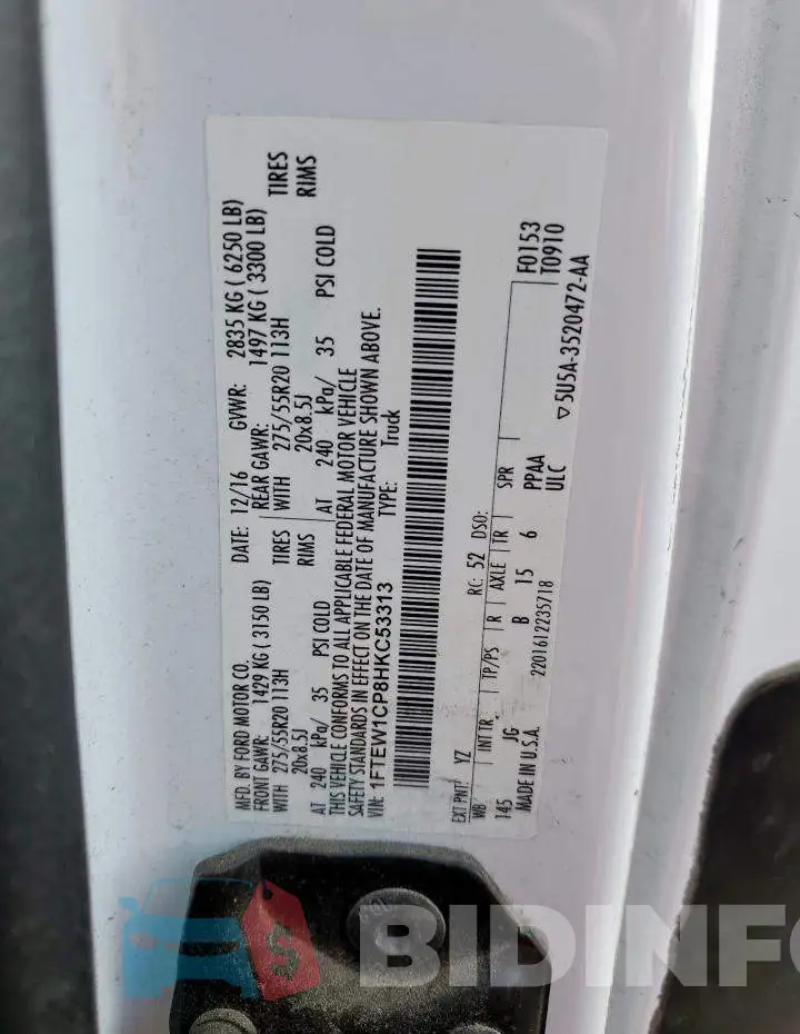 1FTEW1CP8HKC53313 Photo# 12