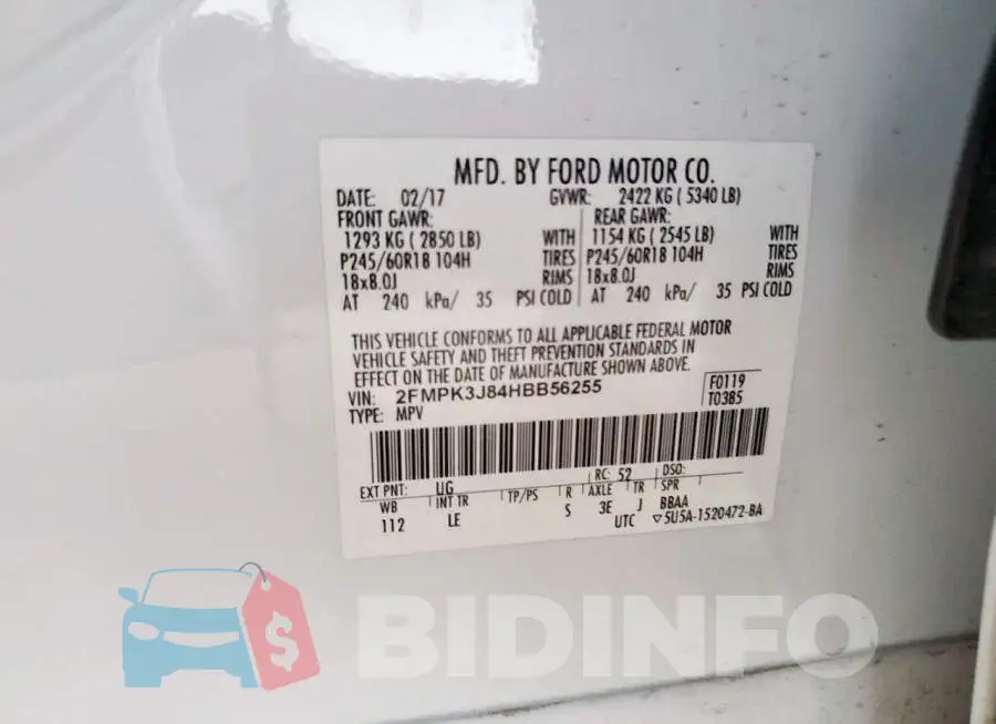 2FMPK3J84HBB56255 Photo# 12