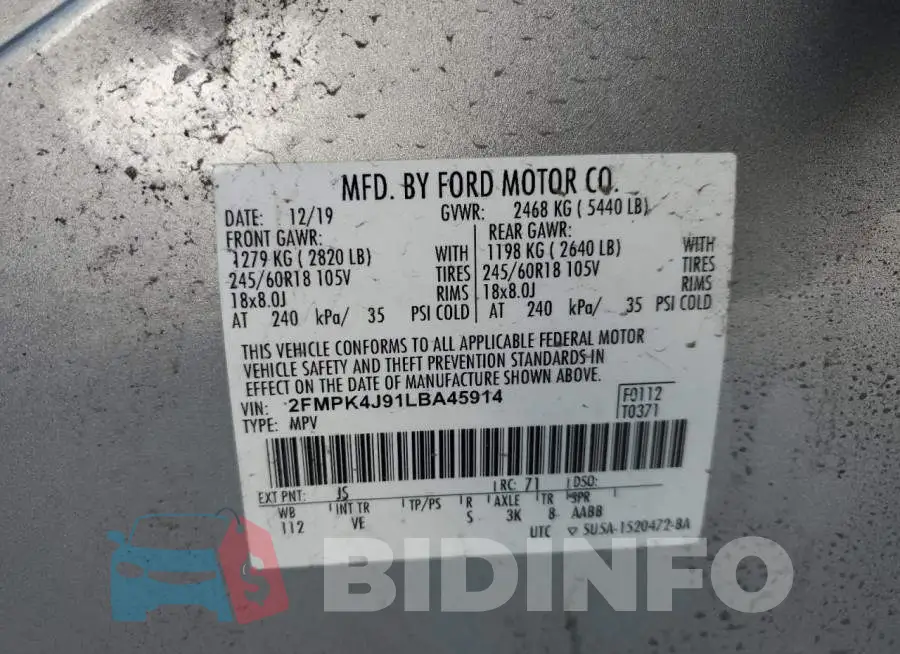 2FMPK4J91LBA45914 Photo# 13