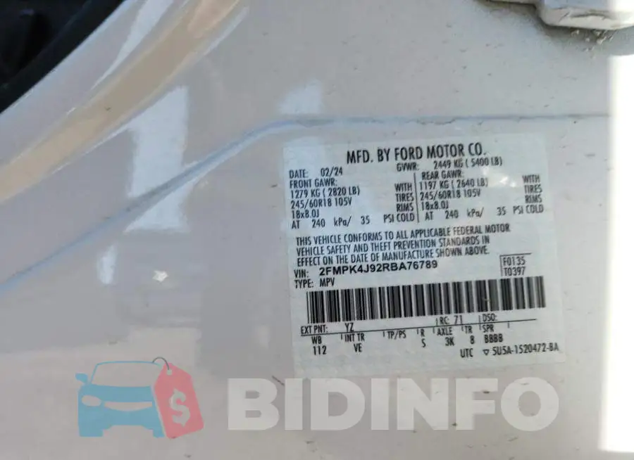 2FMPK4J92RBA76789 Photo# 14