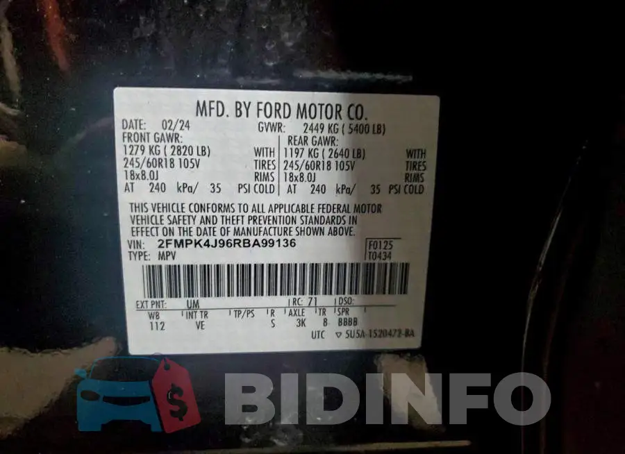 2FMPK4J96RBA99136 Photo# 13