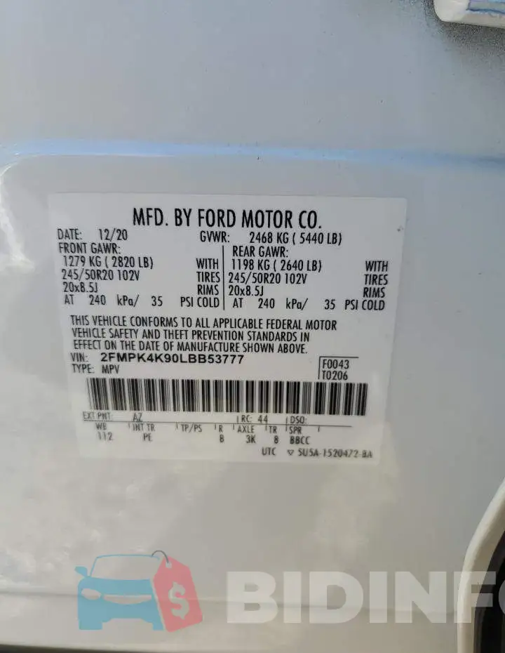 2FMPK4K90LBB53777 Photo# 13