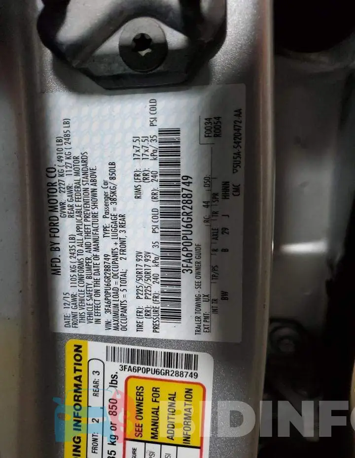 3FA6P0PU6GR288749 Photo# 13