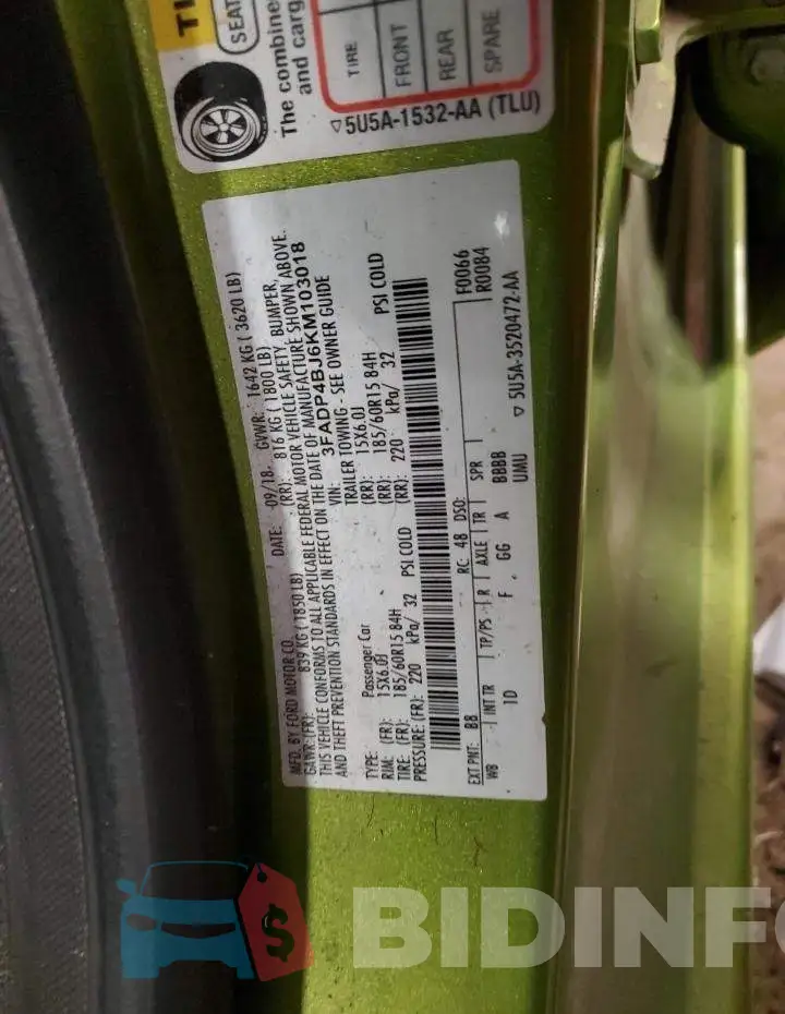 3FADP4BJ6KM103018 Photo# 12