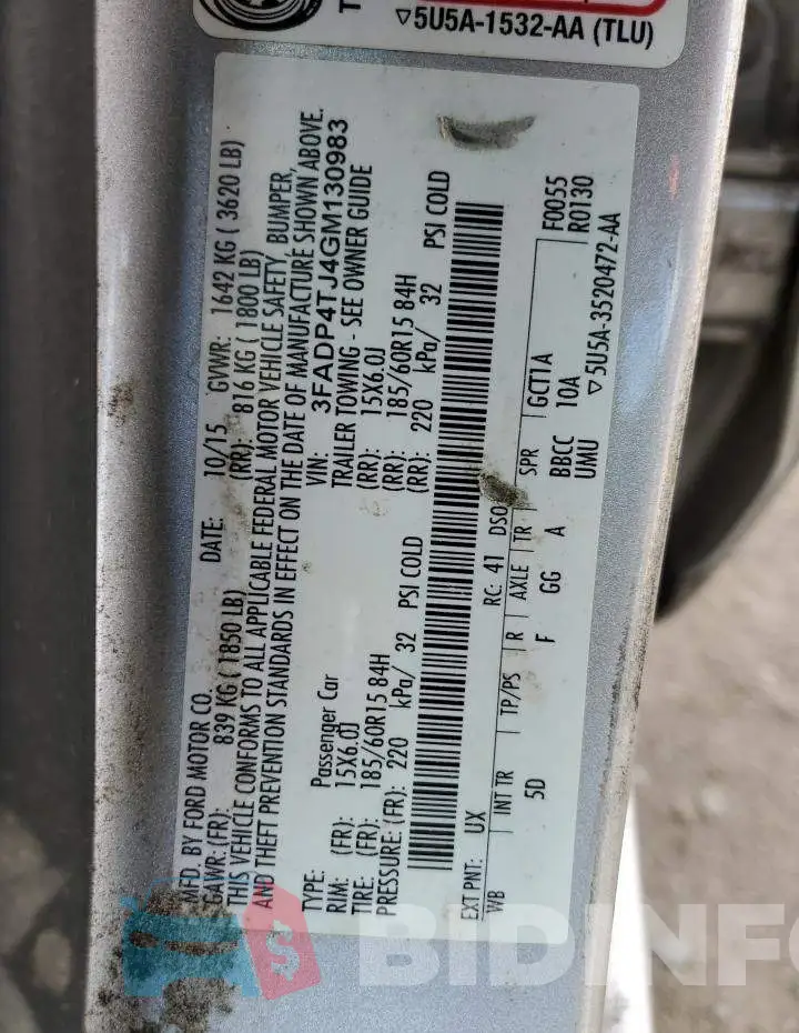 3FADP4TJ4GM130983 Photo# 12
