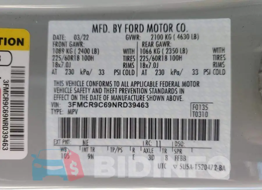 3FMCR9C69NRD39463 Photo# 13