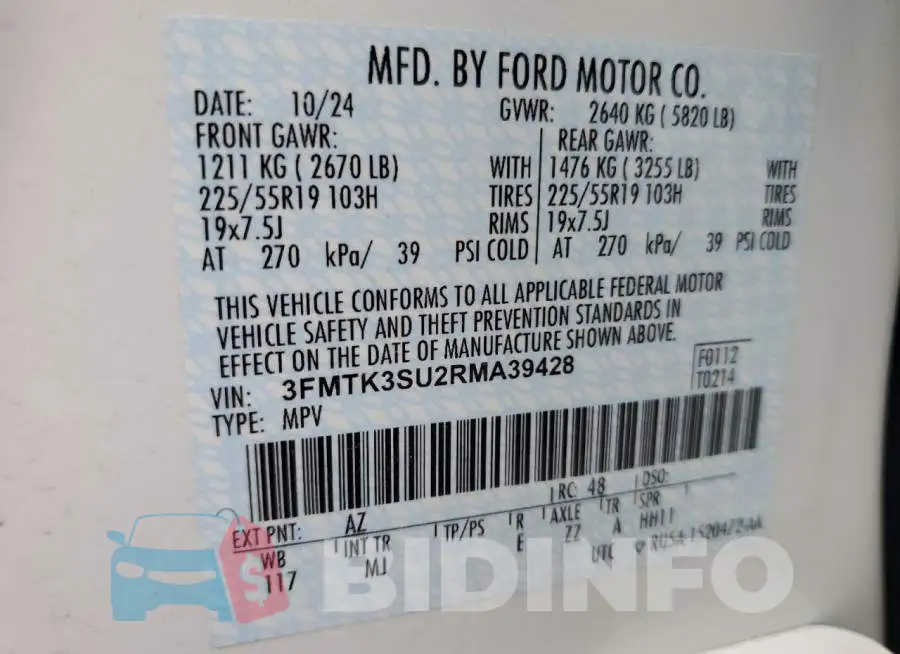 3FMTK3SU2RMA39428 Photo# 14