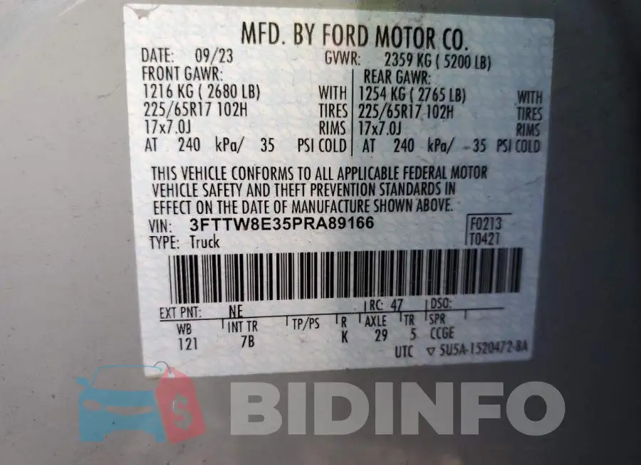 3FTTW8E35PRA89166 Photo# 12
