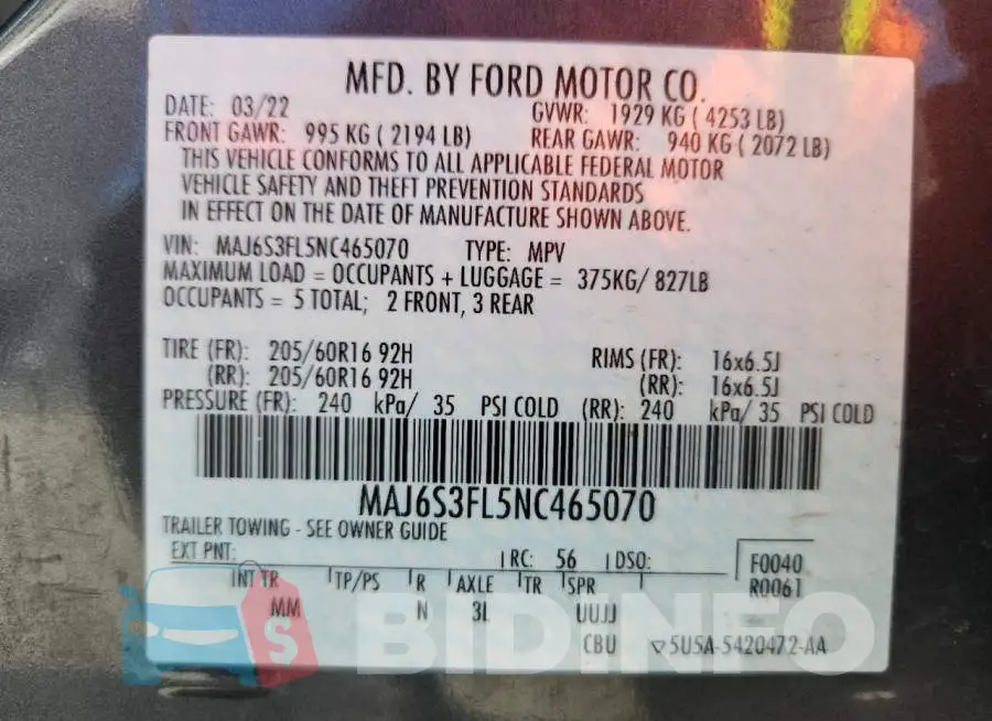 MAJ6S3FL5NC465070 Photo# 14