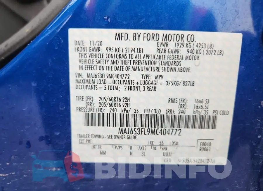 MAJ6S3FL9MC404772 Photo# 13