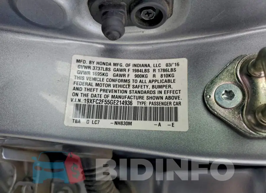 19XFC2F55GE214936 Photo# 13