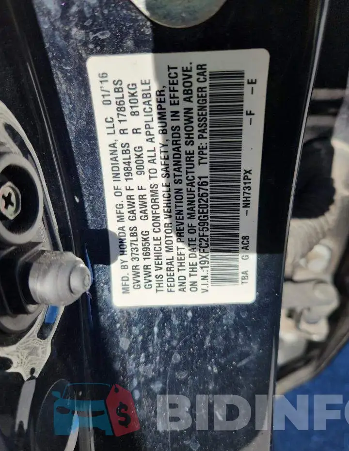 19XFC2F59GE026761 Photo# 12