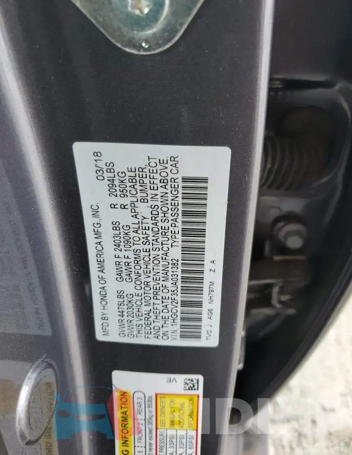 1HGCV2F35JA031382 Photo# 12