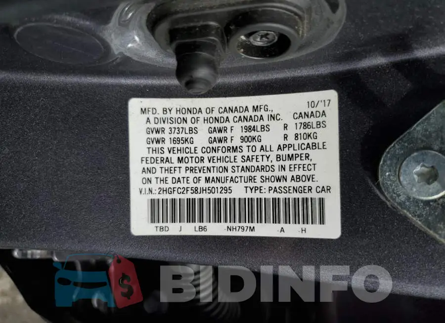 2HGFC2F58JH501295 Photo# 12