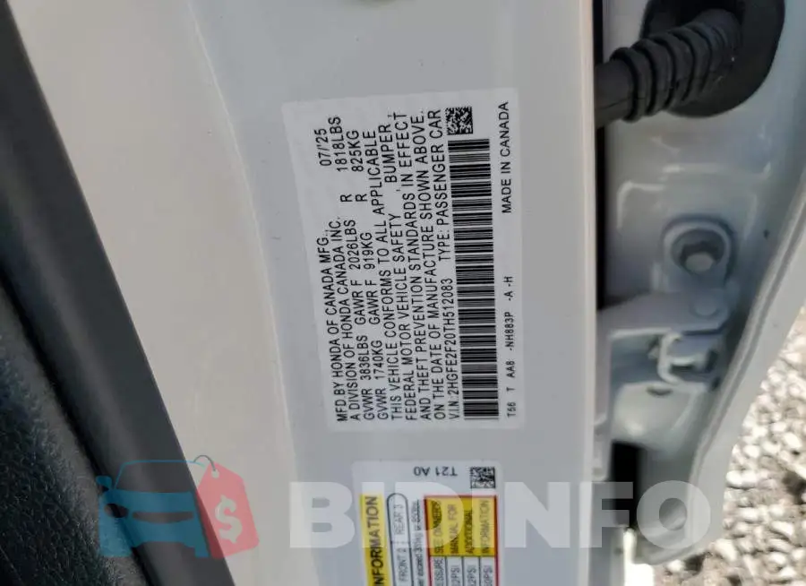 2HGFE2F20TH512083 Photo# 12
