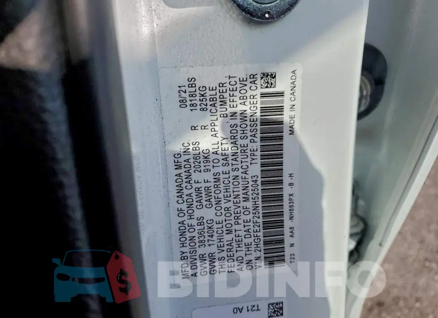2HGFE2F25NH525043 Photo# 12