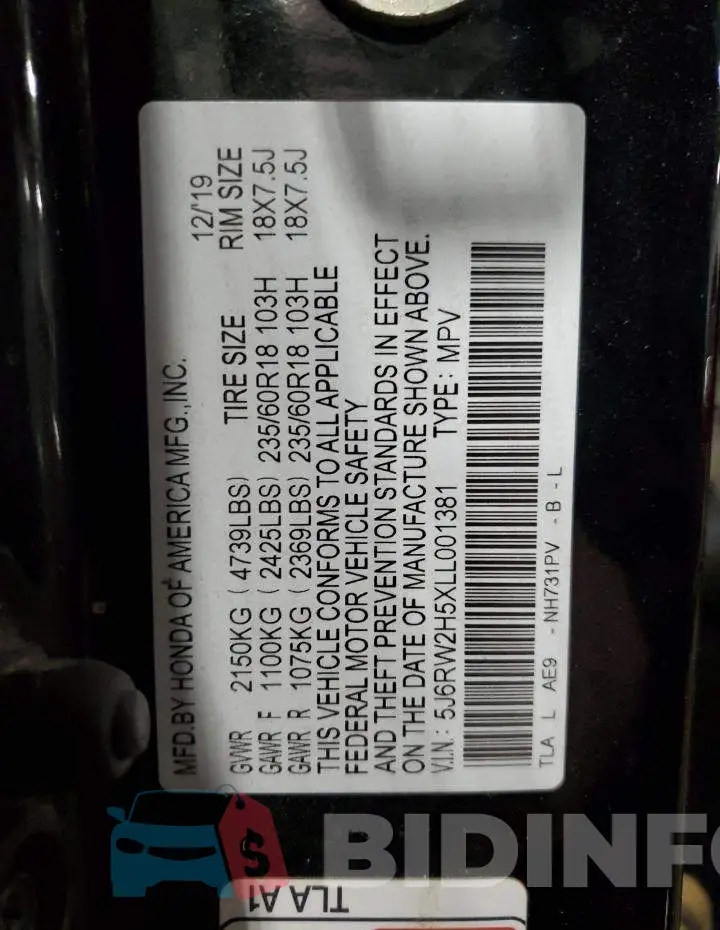 5J6RW2H5XLL001381 Photo# 13