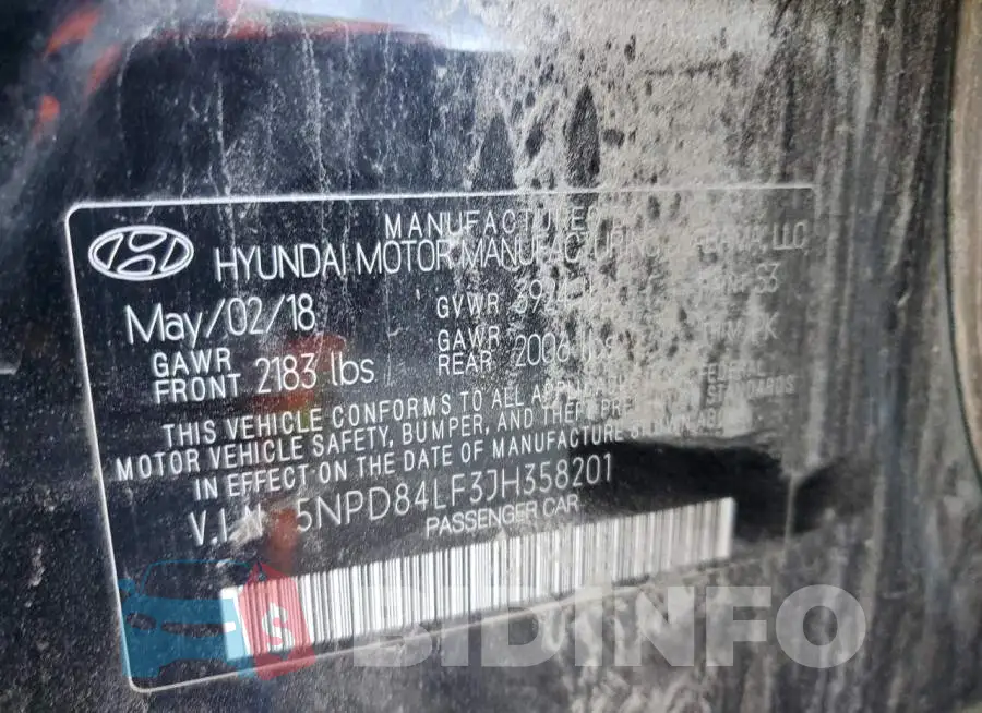 5NPD84LF3JH358201 Photo# 12